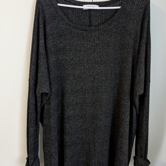 Carly Jean Los Angeles dark gray tunic sweater - Picture 4 of 4